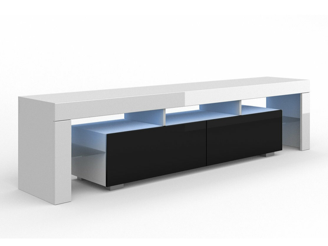 TV-Möbel Buffalo 169 (Weiss + Schwarz glänzend)