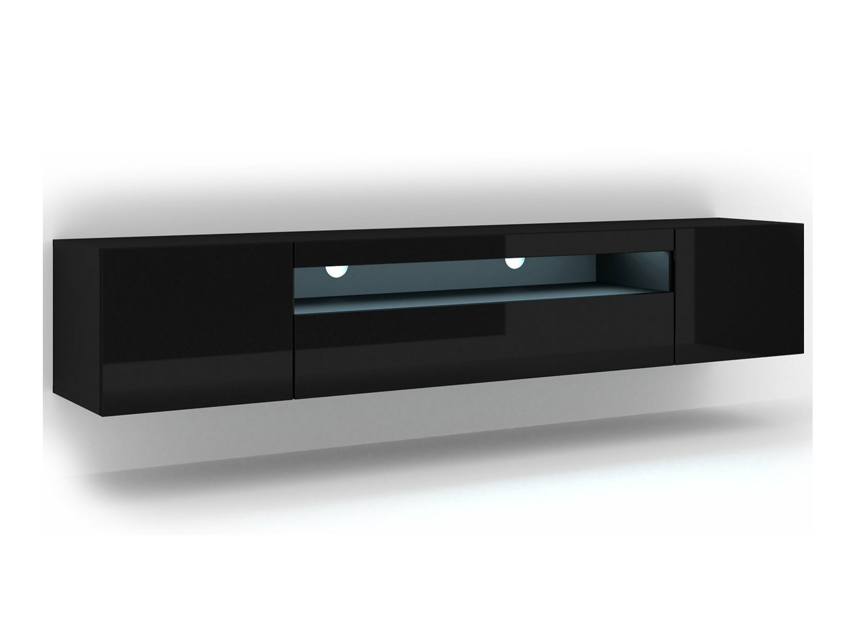 TV-Möbel Morteo 104 (Schwarz + Schwarz glänzend)