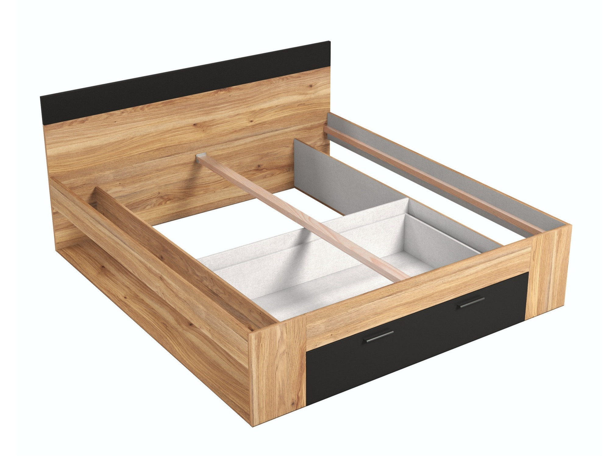 Bett Melvele 108 (Eiche + Schwarz)
