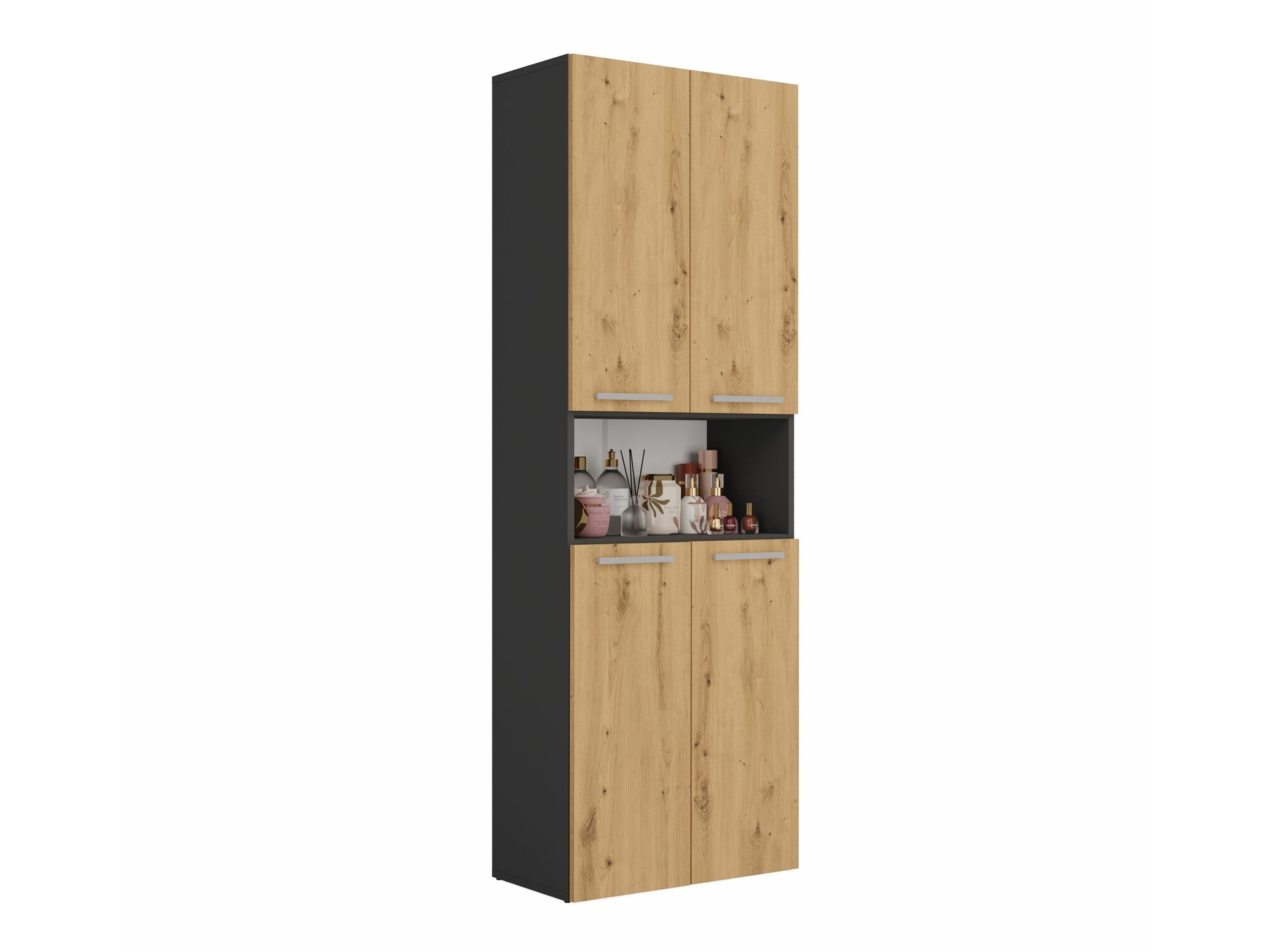 Stehender Badezimmerschrank Nolmaru 101 (Anthrazit + Artisan-Eiche)