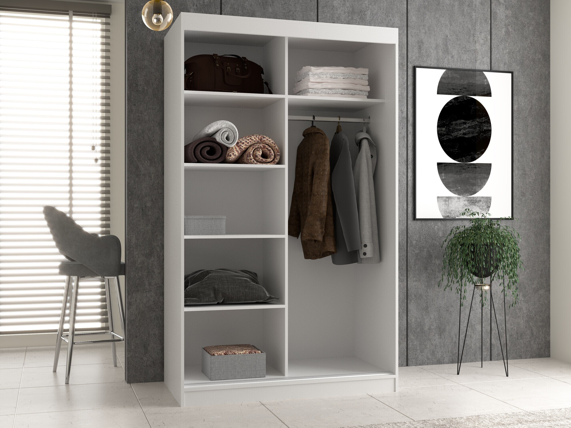 Kleiderschrank Mandeville 155 (Weiss)