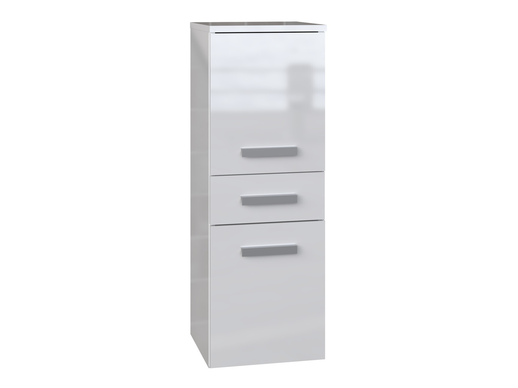 Stehender Badezimmerschrank Nolmaru 108 (Weiss + Weiss glänzend)