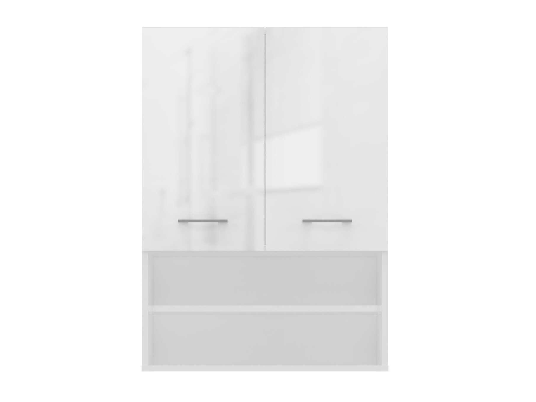 Badezimmer-Hängeschrank Balelbo 106 (Weiss + Weiss glänzend)