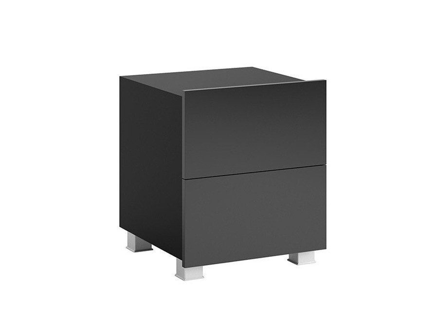 Nachttisch Tivdalu 127 (Schwarz + Schwarz glänzend)