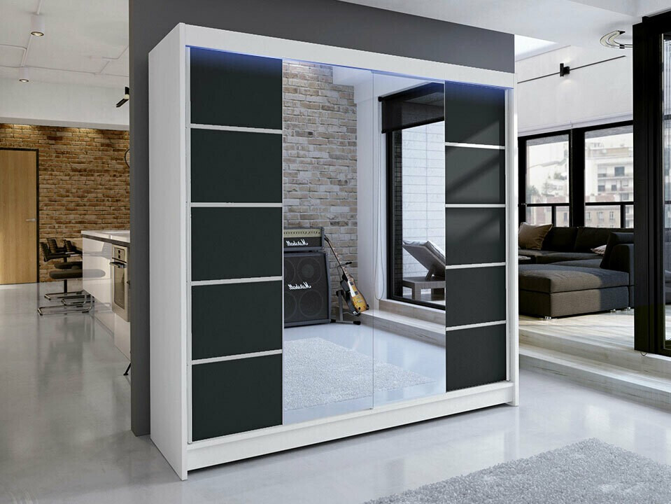 Kleiderschrank Closico 154 (Weiss + Schwarz)