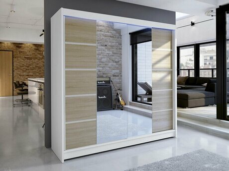 Kleiderschrank Closico 154 (Weiss + Sonoma eichenholz)