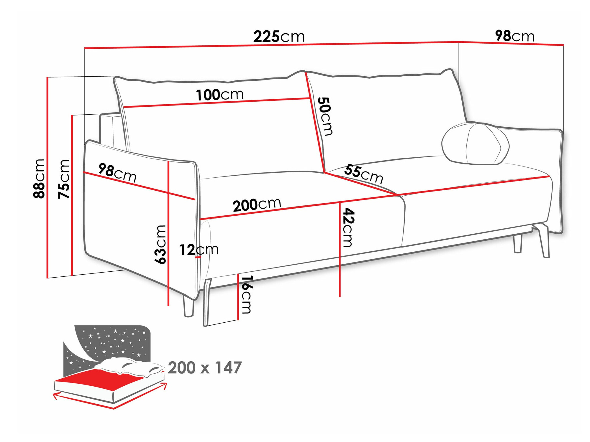 Schlafsofa Columbus 216 (Velo 621)