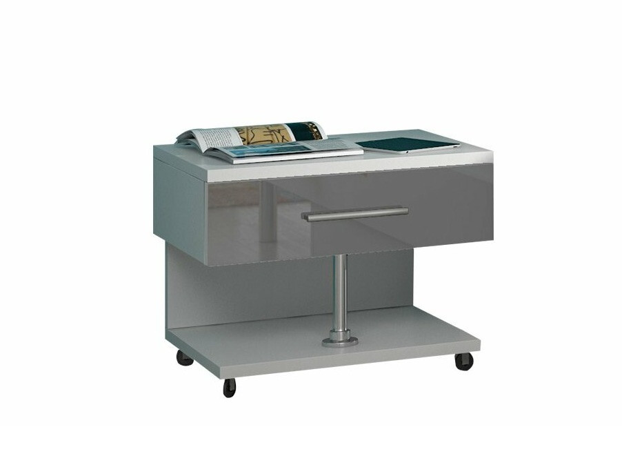 Nachttisch Campus (Weiss + Glanzgrau)