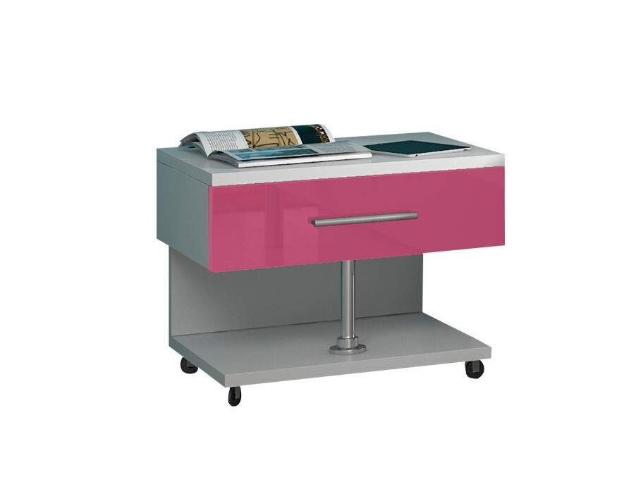 Nachttisch Campus (Weiss + Rosa glänzend)