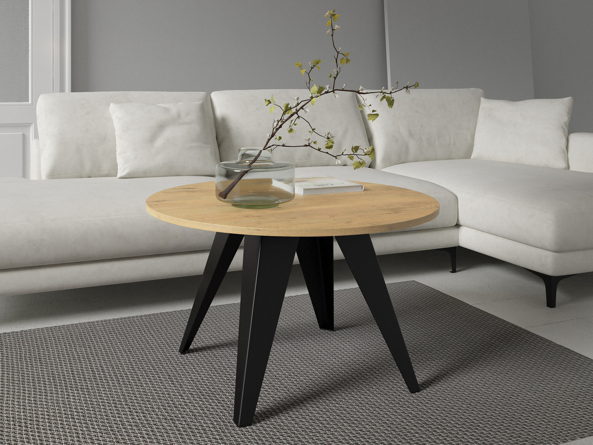 Couchtisch Oswego 116 (Schwarz + Lancelot Eichenholzoptik)