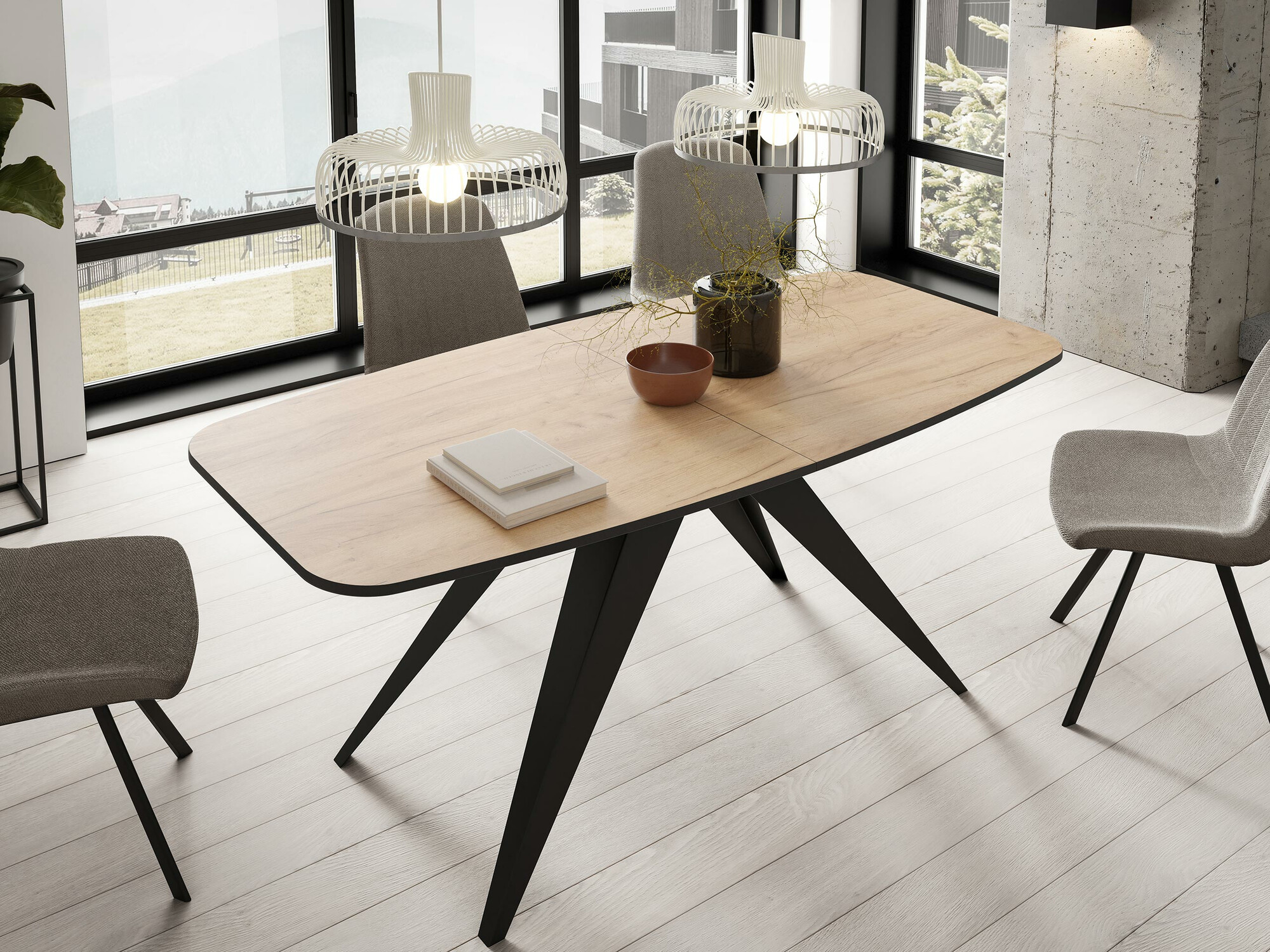 Tisch Oswego 115 (Schwarz + Craft-Eiche Gold)