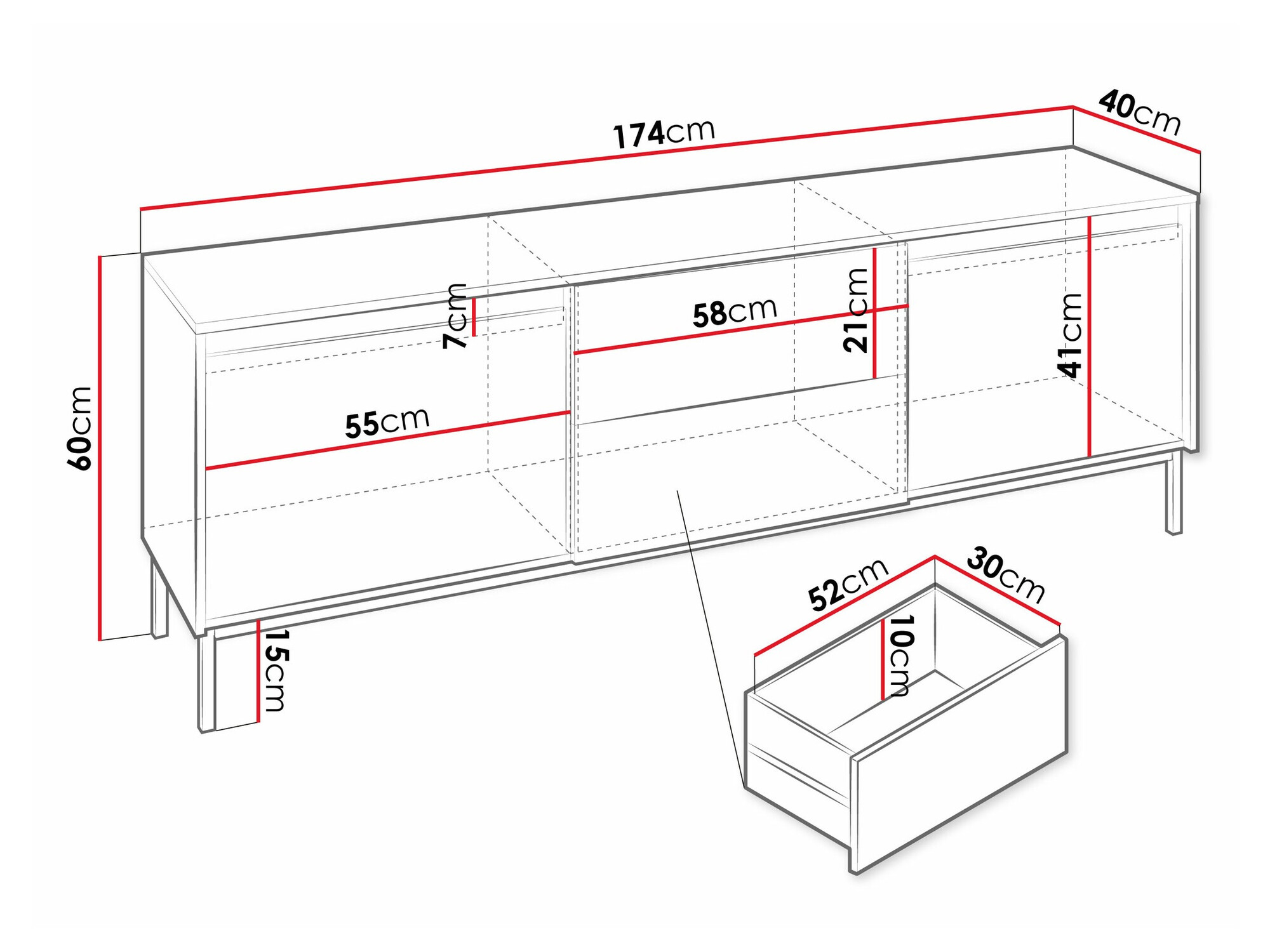 TV-Möbel Comfivo Delruva I (Schwarz)