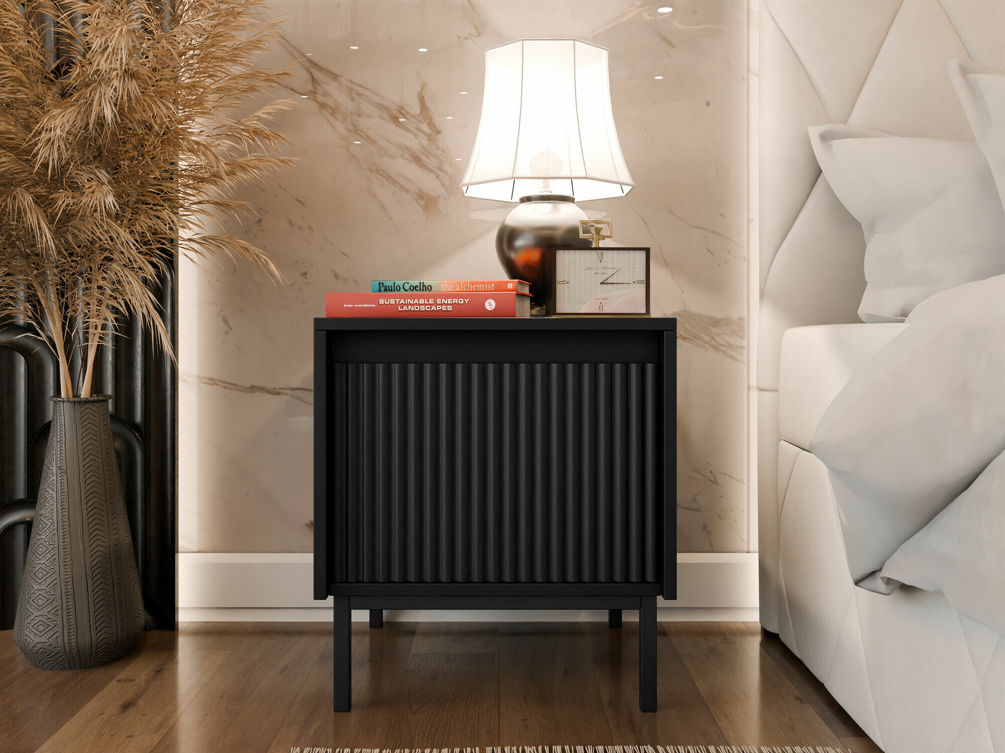 Nachttisch Comfivo Delruva (Schwarz)