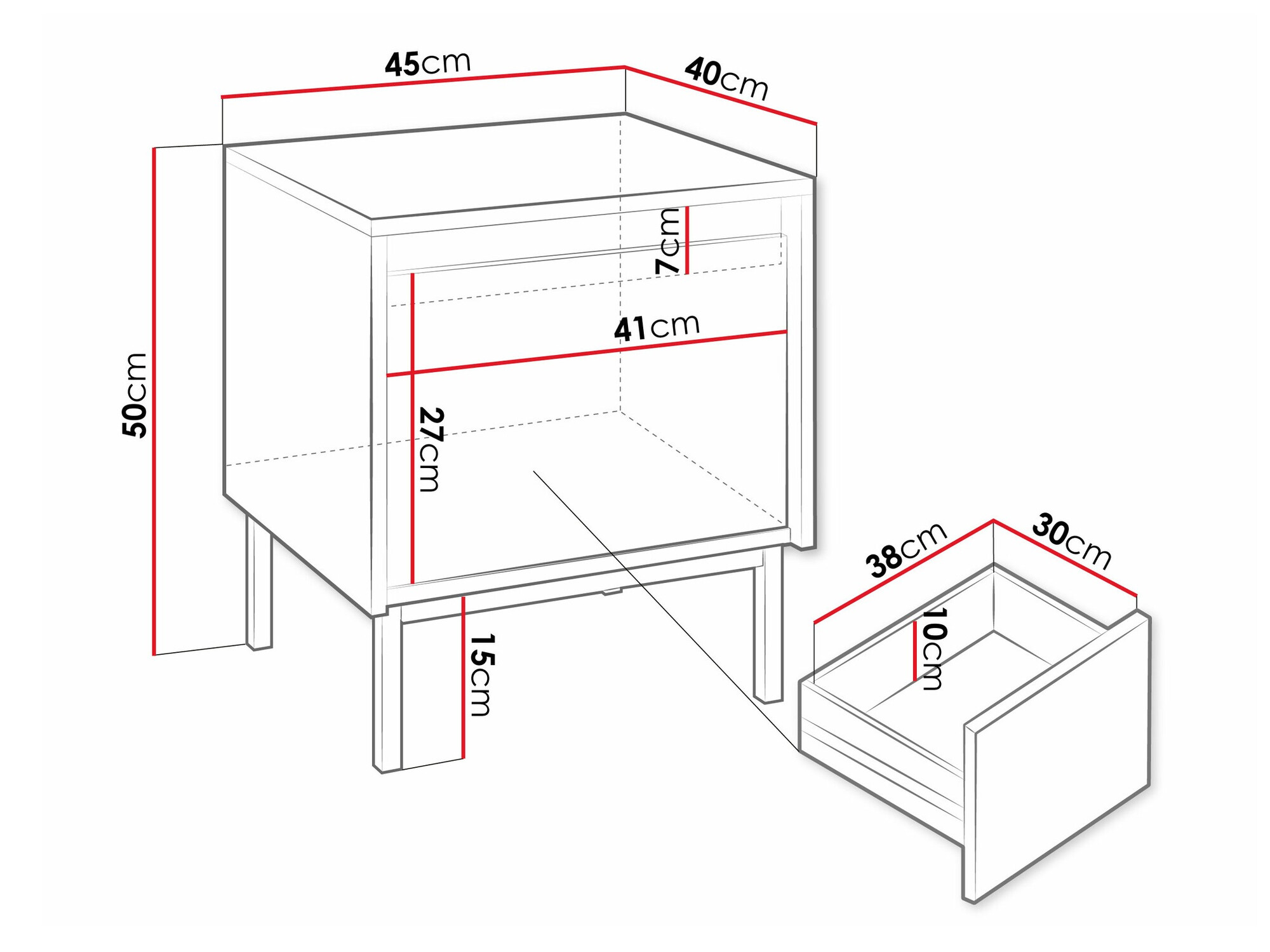 Nachttisch Comfivo Delruva (Weiss)