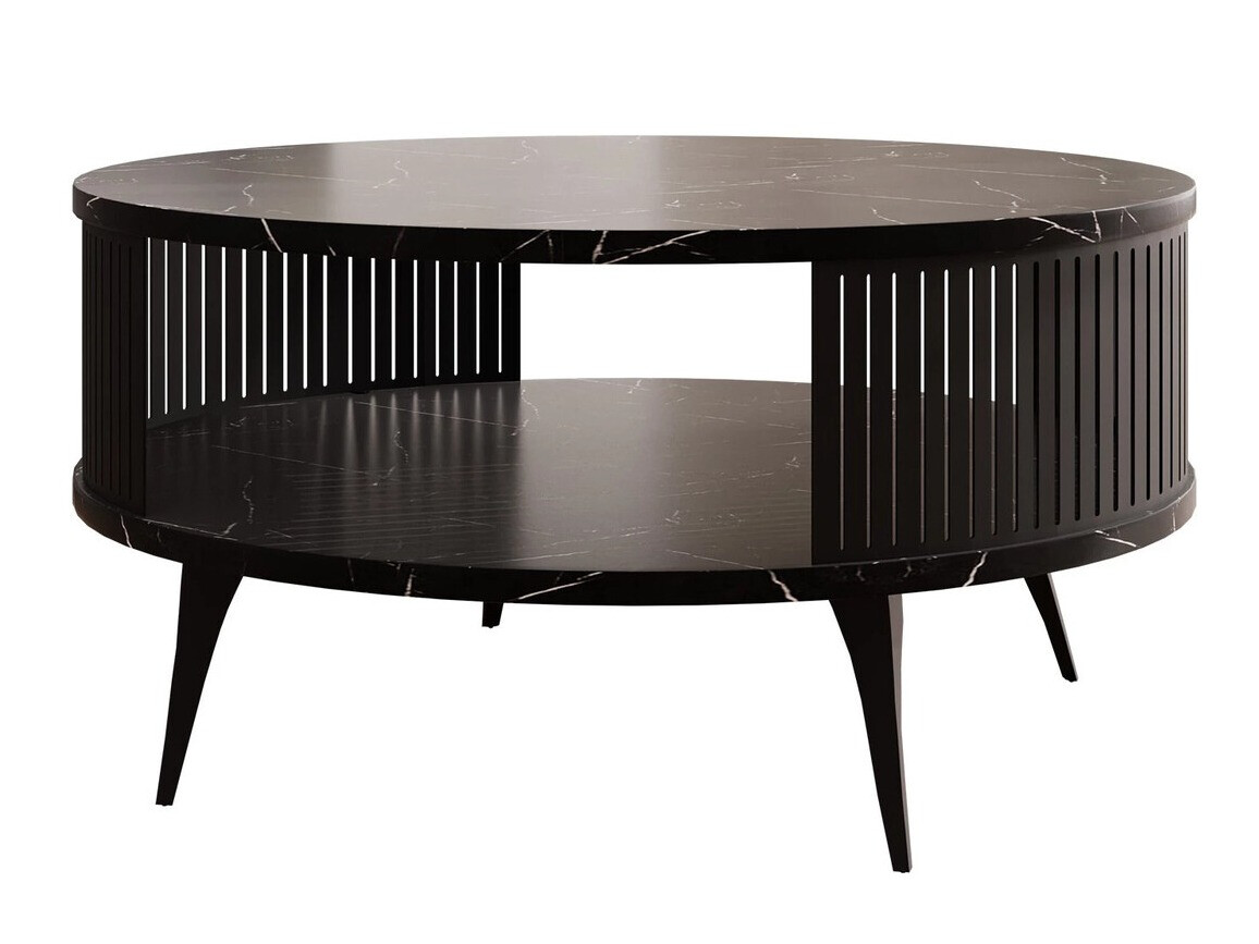 Couchtisch Vitum (Schwarz + Schwarzer Marmor)