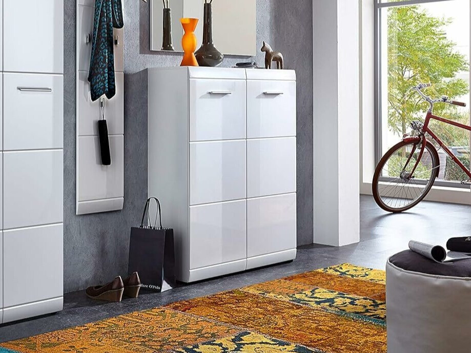 Schuhregal Livromu 102 (Weiss glänzend)