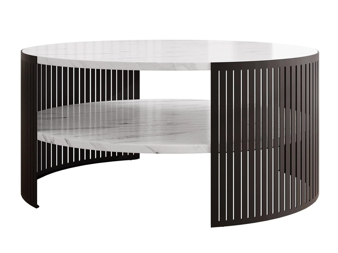 Couchtisch Civer (Schwarz + Weisser Marmor)