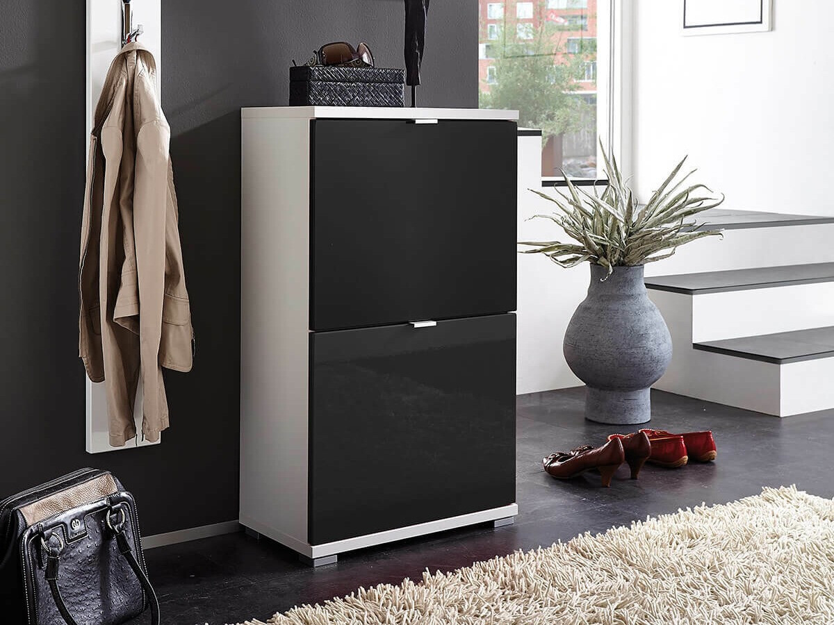 Schuhschrank Veltena 105 (Schwarz + Weiss)