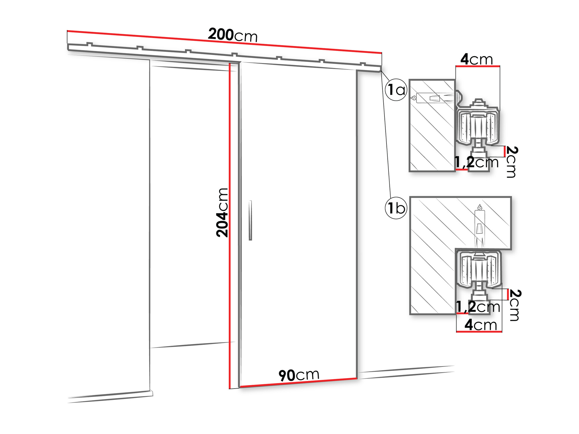 Schwebetür Hartford 491 (Schwarz)