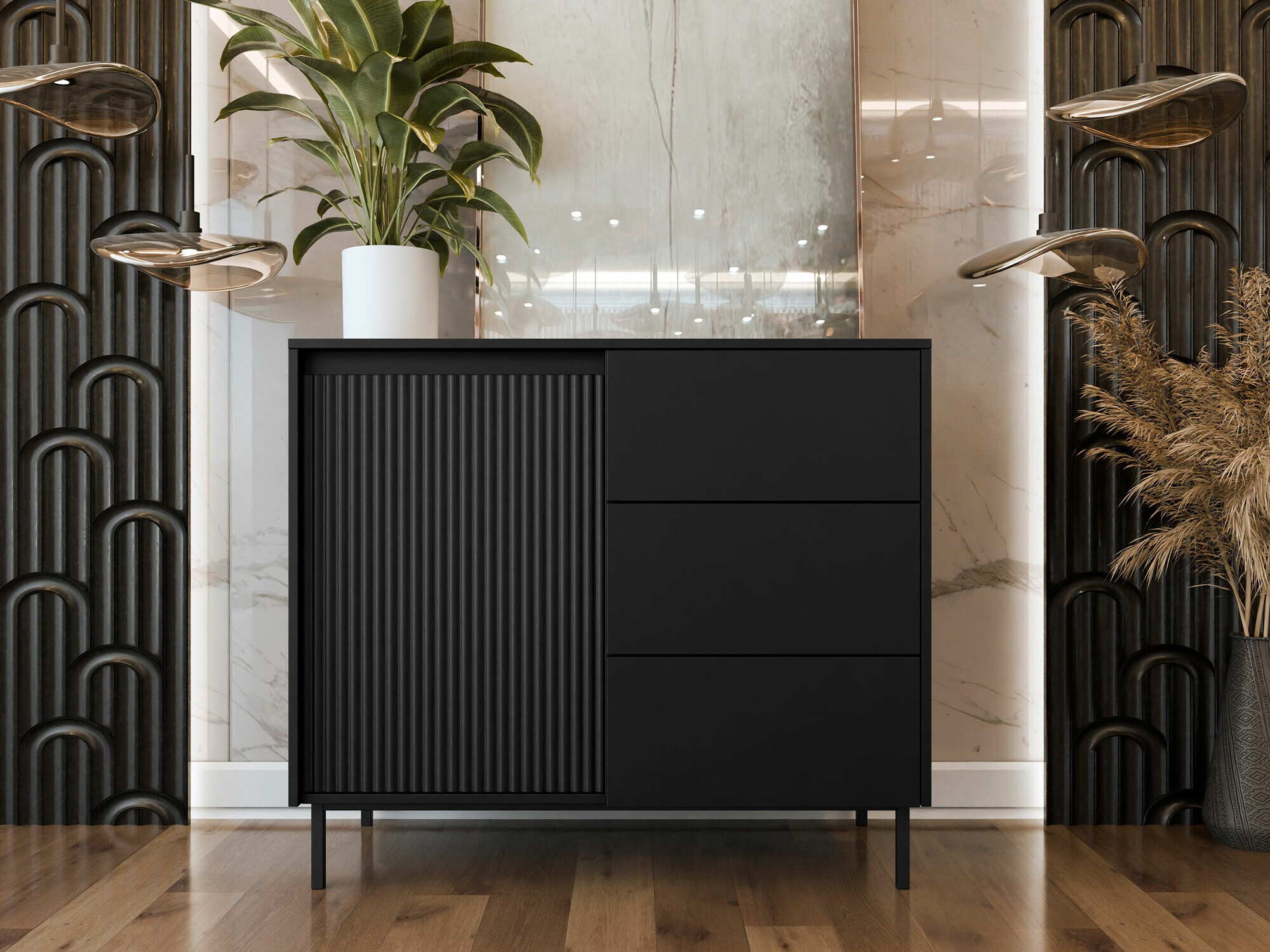 Kommoden Comfivo Delruva (Schwarz)