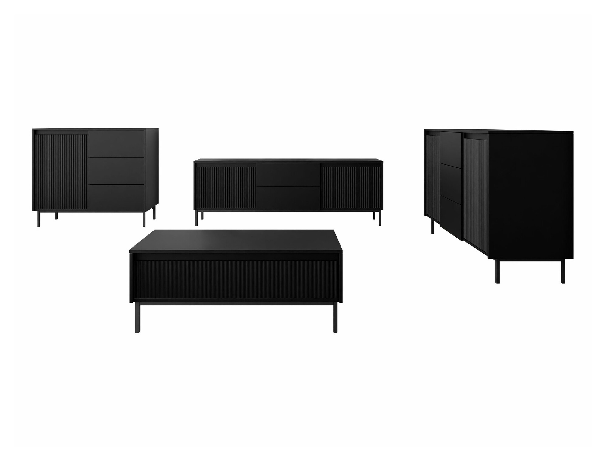 Wohnzimmer-Set Comfivo Delruva II (Schwarz)