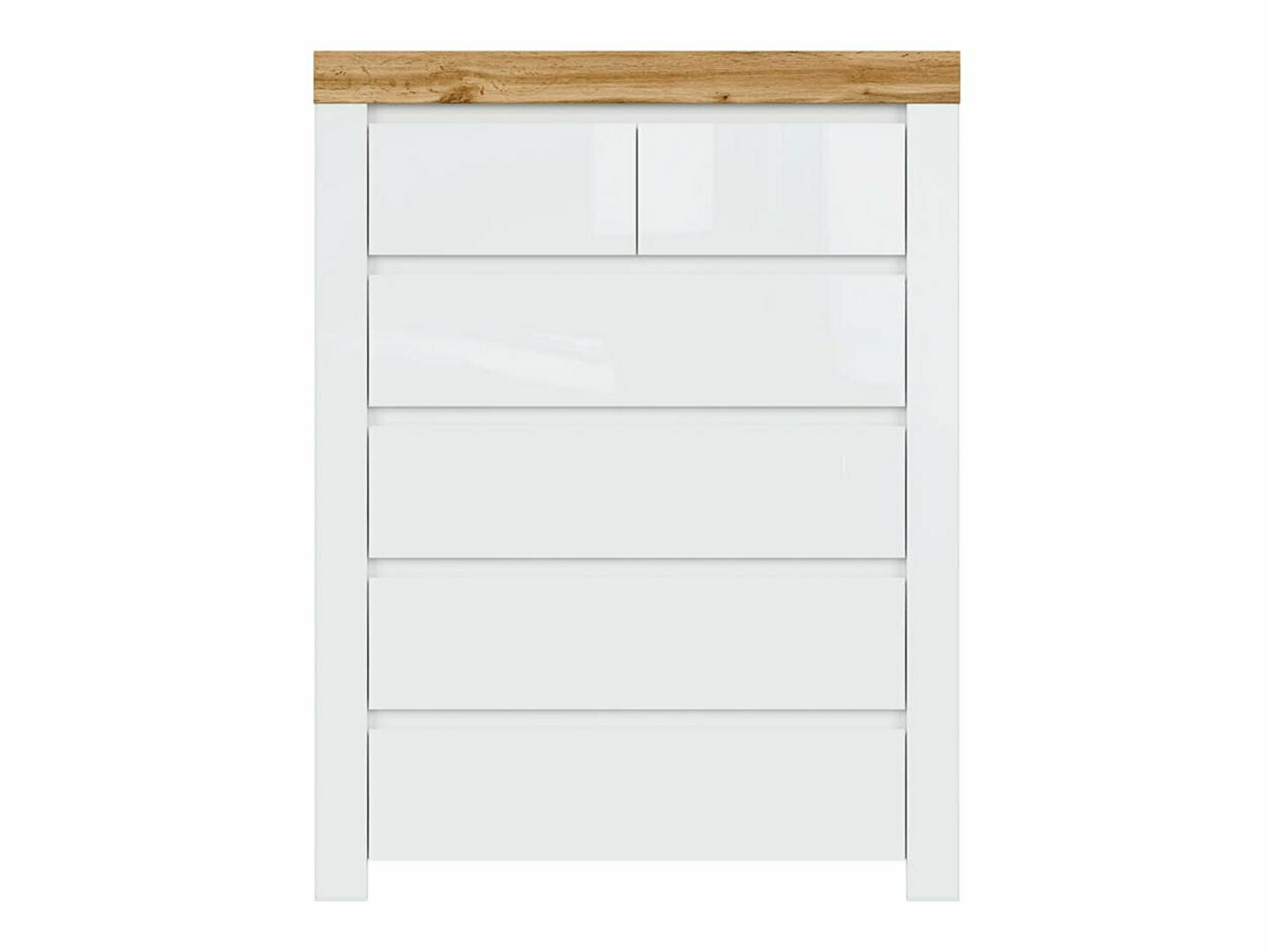 Kommode Sonsoru 114 (Weiss + Weiss glänzend + Wotan Eiche)