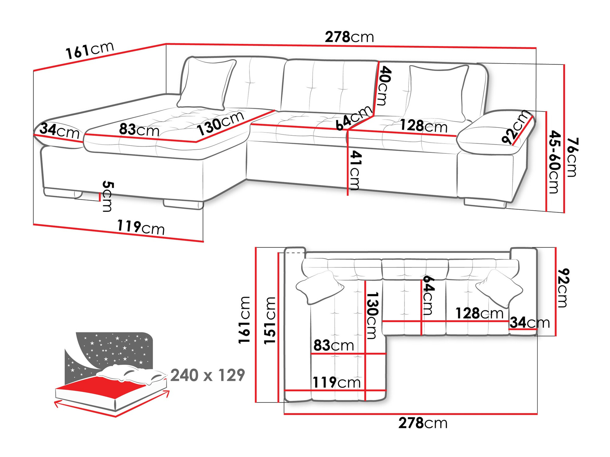 Ecksofa Comfivo 250 (Baloo 2073)
