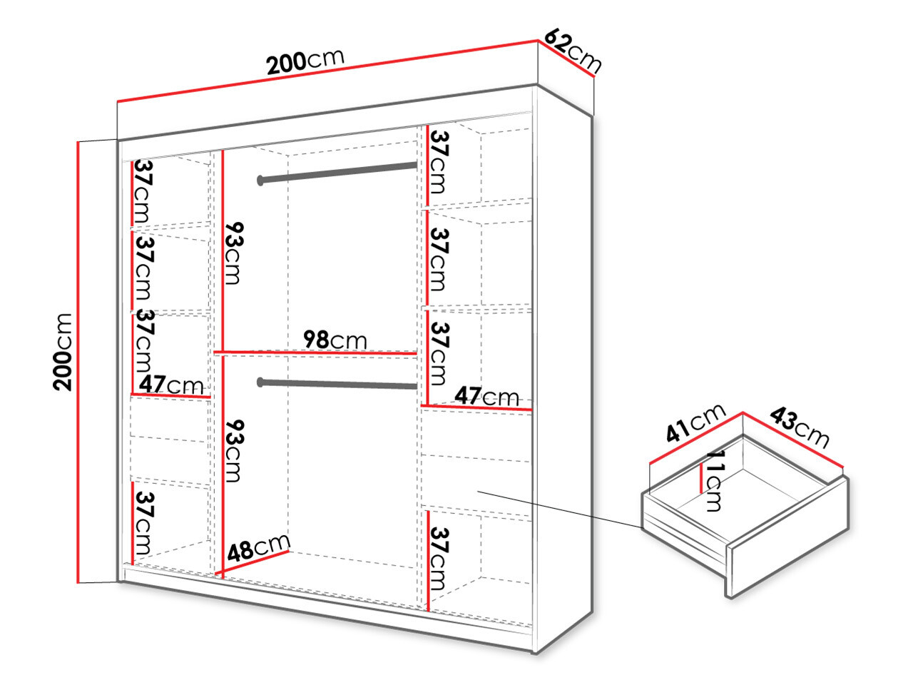Kleiderschrank Hartford 482 (Schwarz)