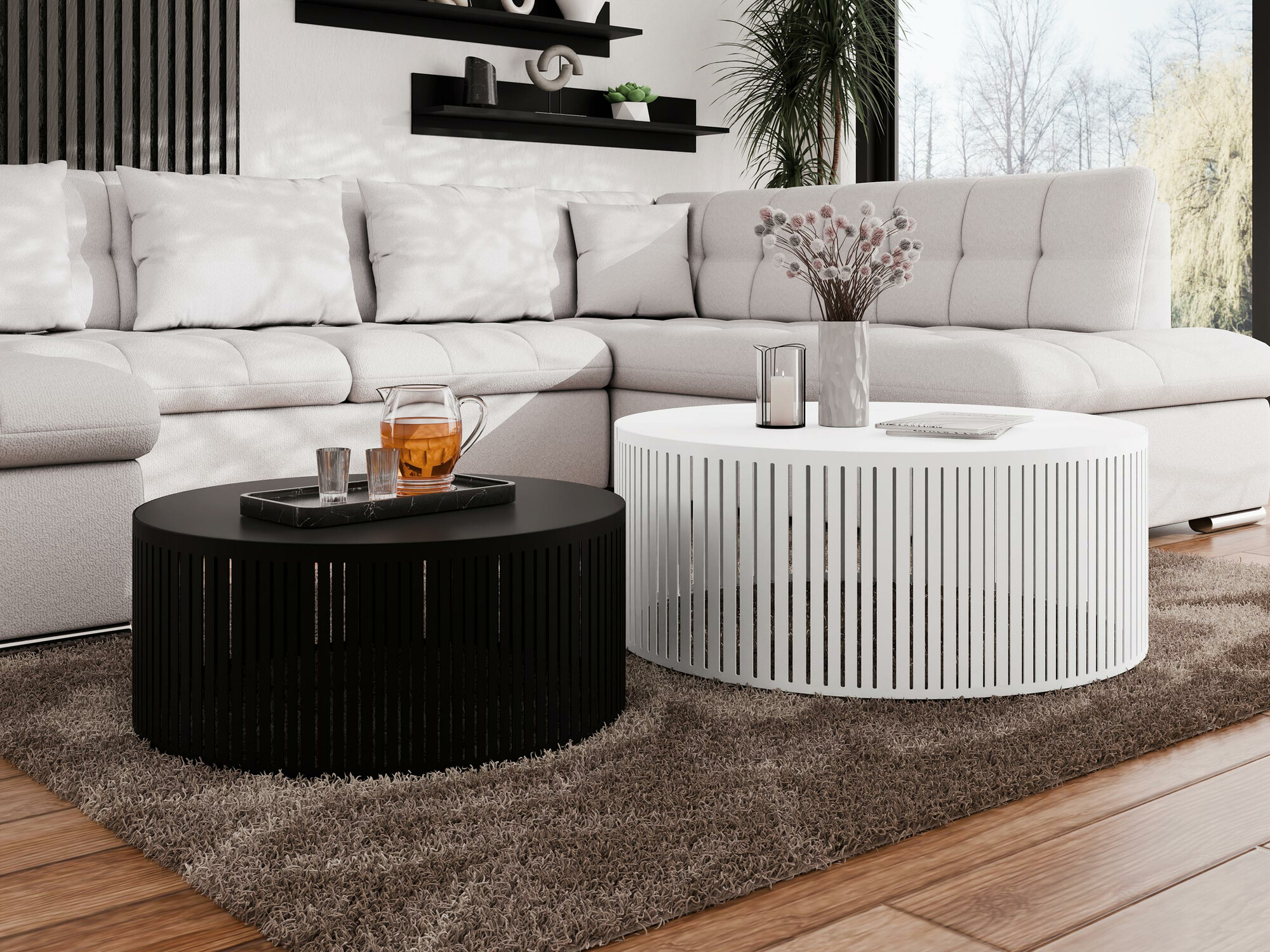 Couchtischset Prunis (Schwarz + Weiss)