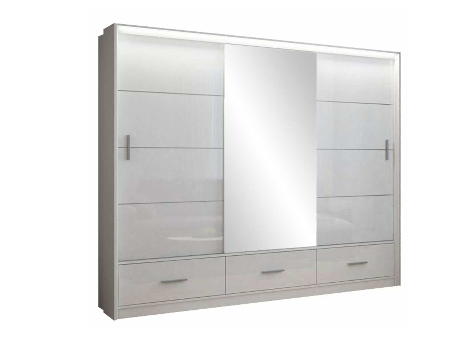 Kleiderschrank Honolulu 203 (Weiss glänzend + Weiss)