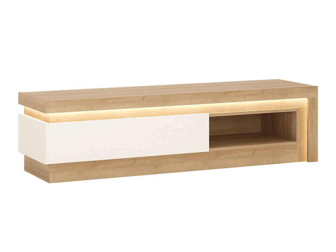 TV-Möbel Feldeli 102 (Riviera eiche + Weiss glänzend)