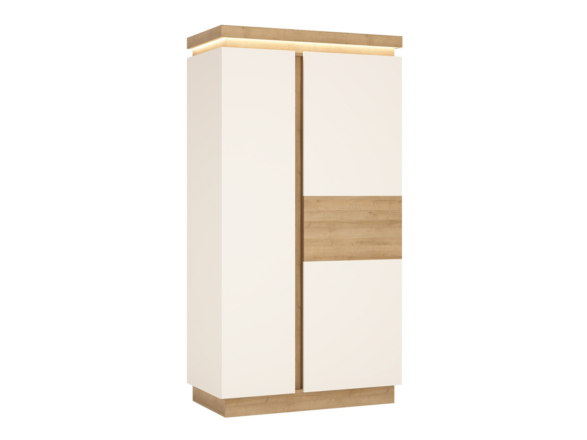 Kleiderschrank Feldeli 106 (Riviera eiche + Weiss glänzend)