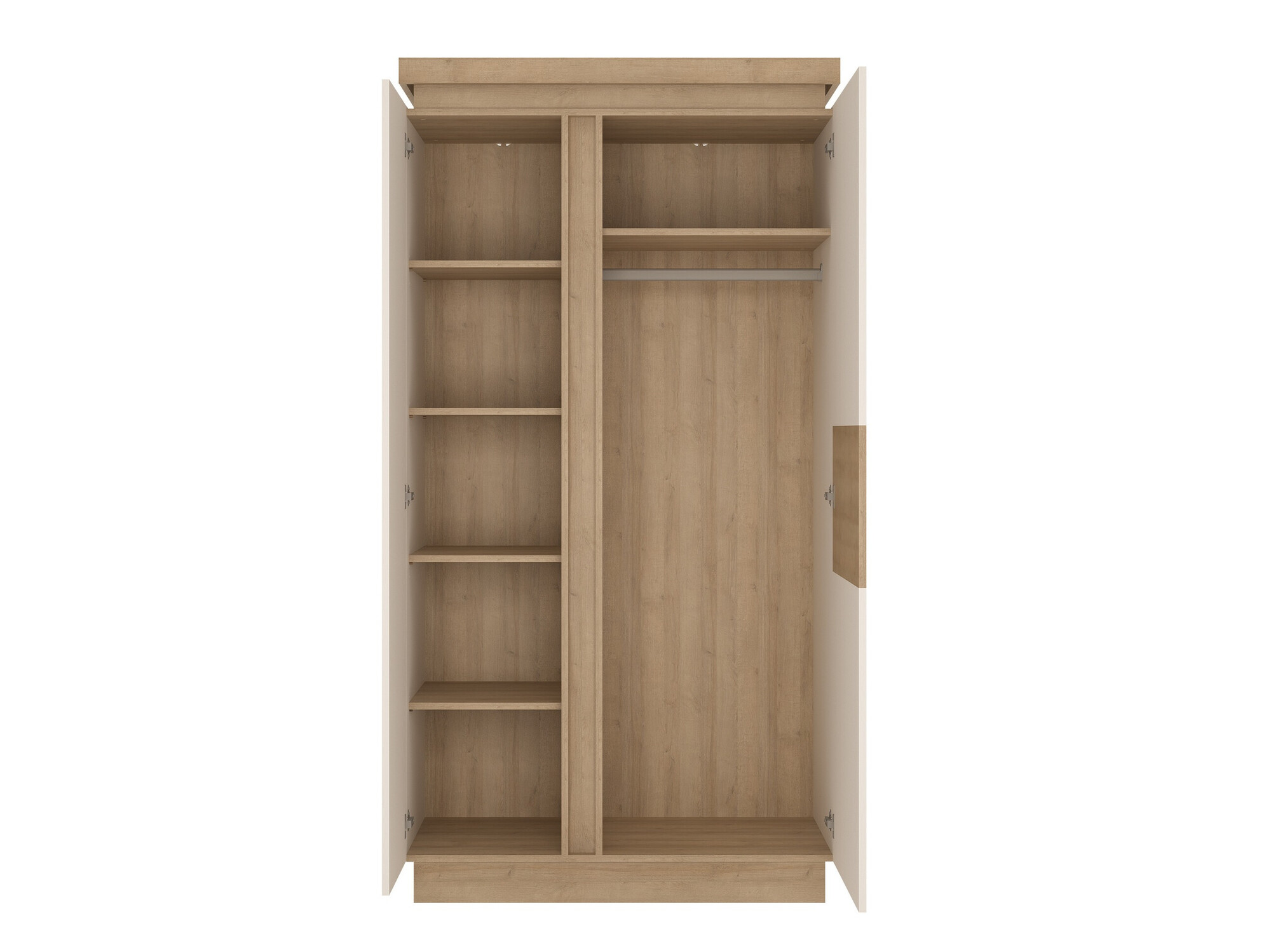Kleiderschrank Feldeli 106 (Riviera eiche + Weiss glänzend)