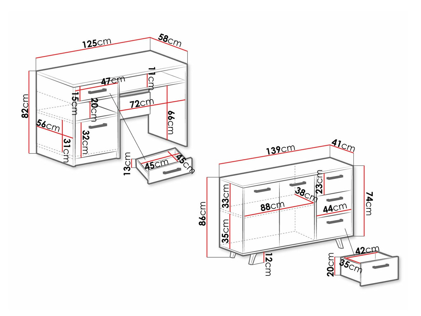 Möbel-Set Rosa (Lila)