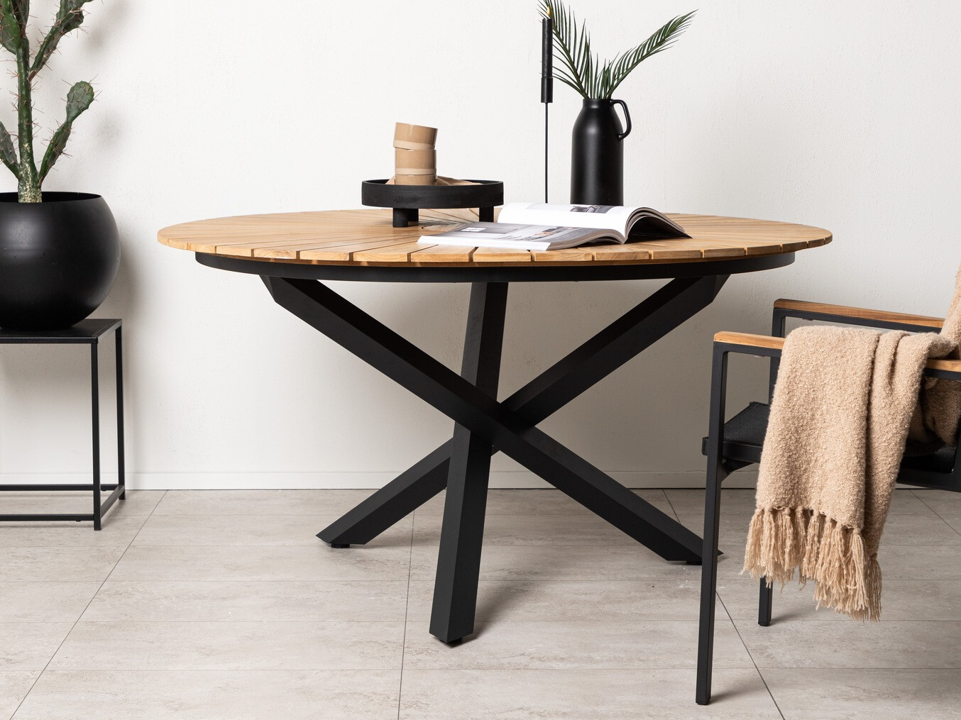 Gartentisch Dallas 5223 (Schwarz + Teakholz)