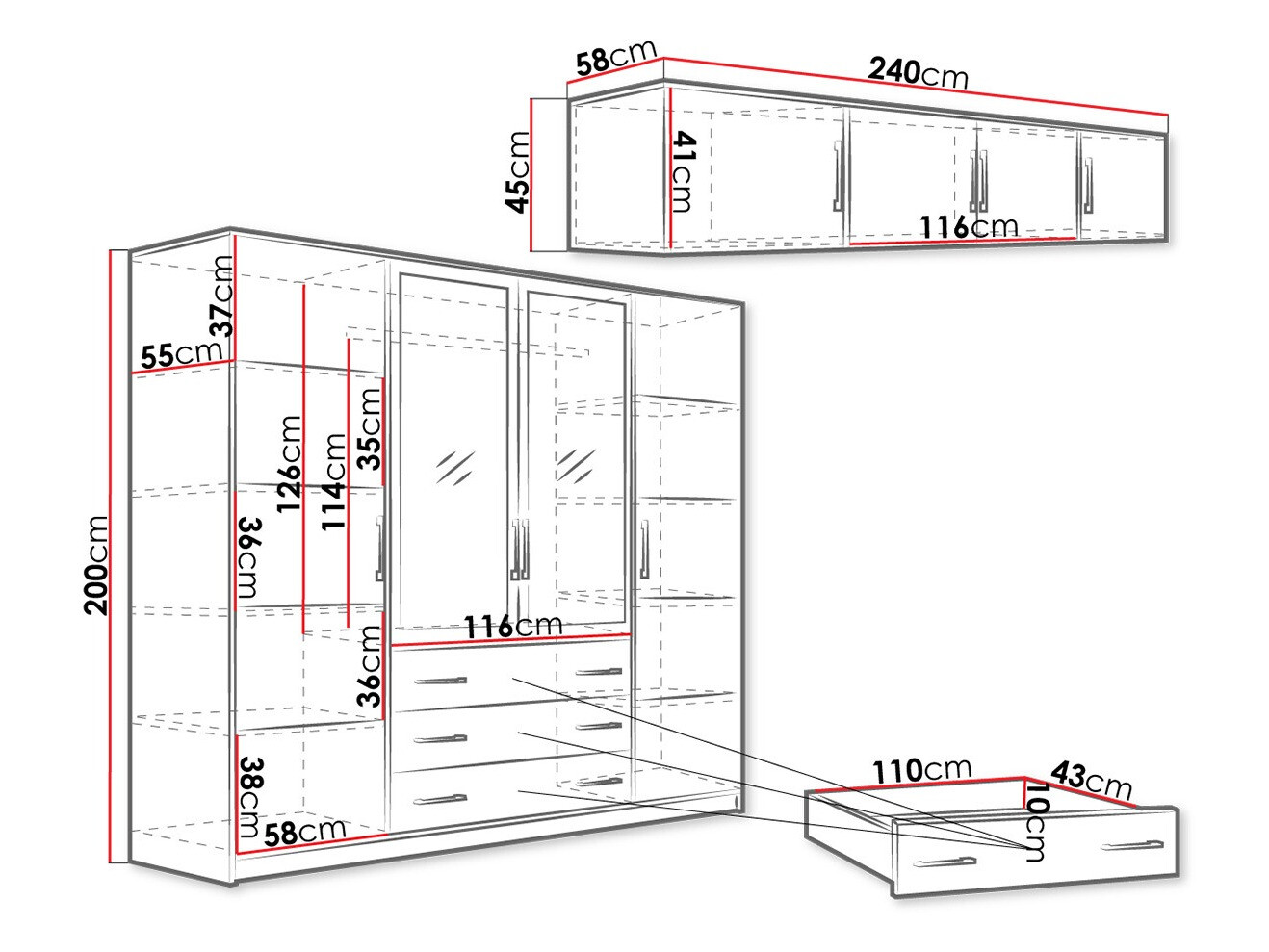 Kleiderschrank Dortivu 151 (Ja)