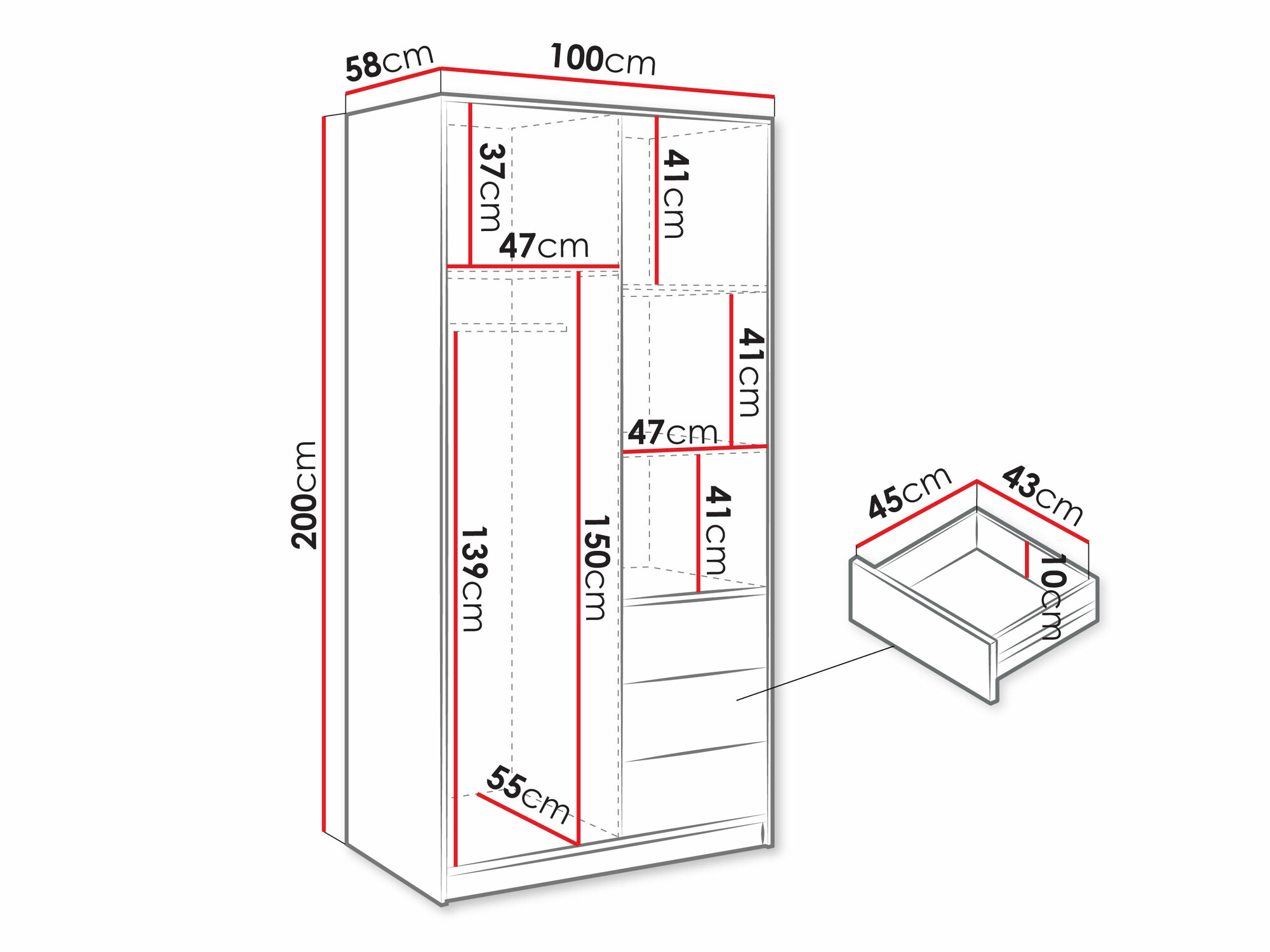 Kleiderschrank Collis (Wotan Eiche + Schwarz)