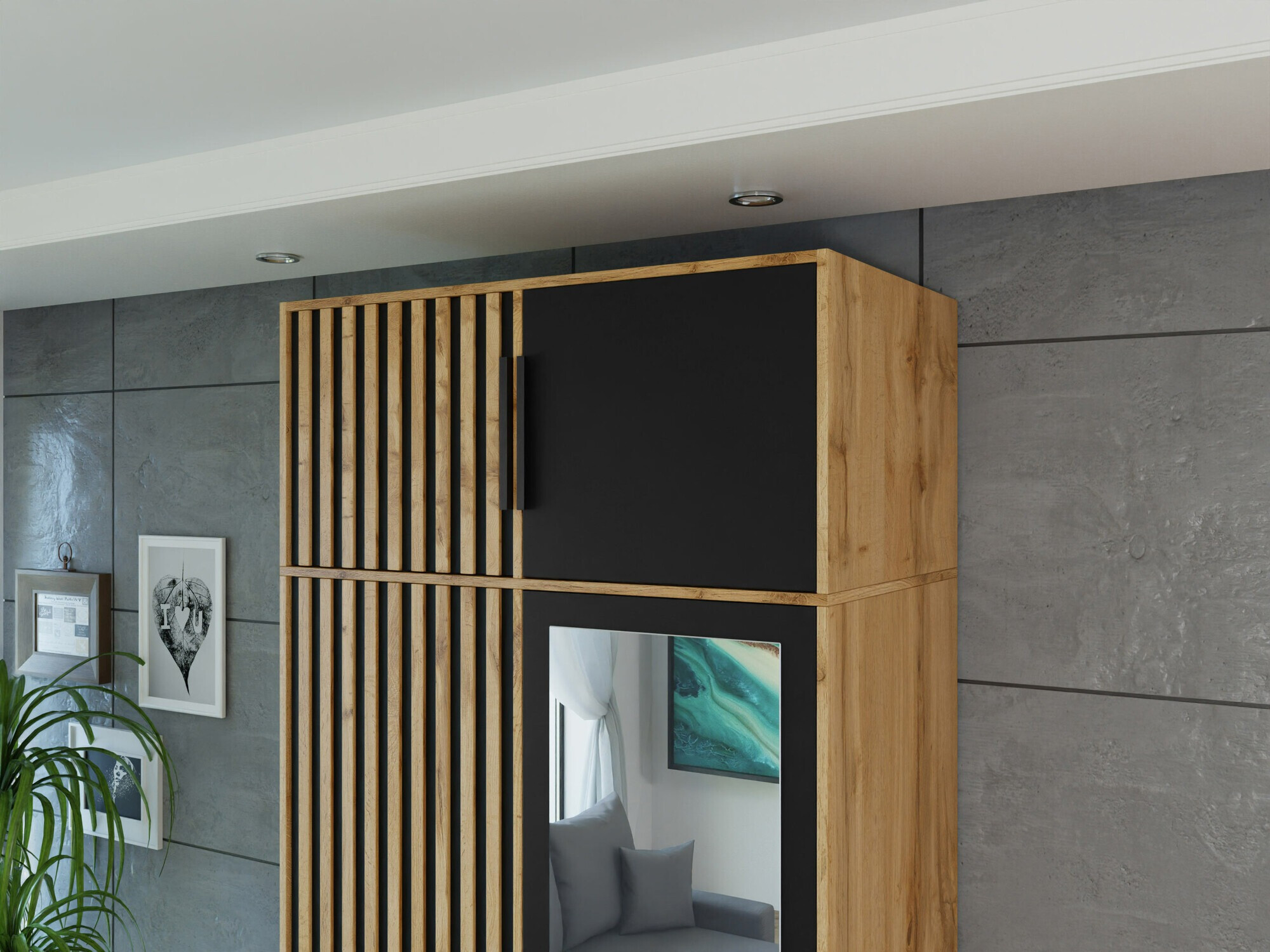 Sideboard Collis (Wotan Eiche + Schwarz)