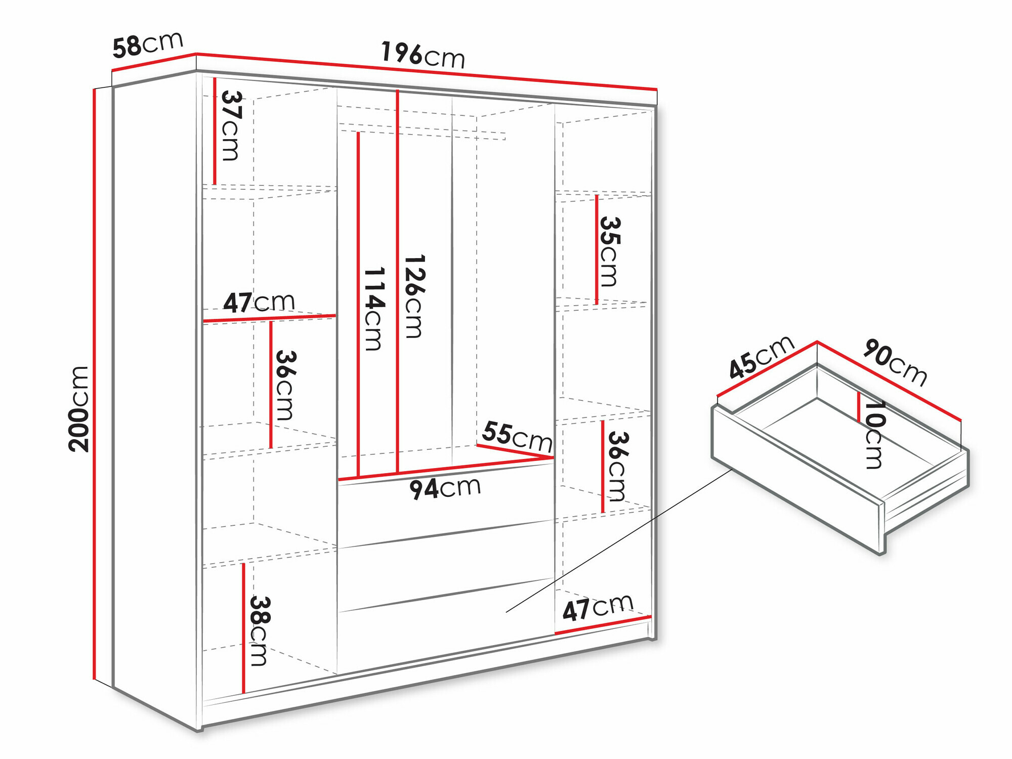Kleiderschrank Collis II (Wotan Eiche + Schwarz)