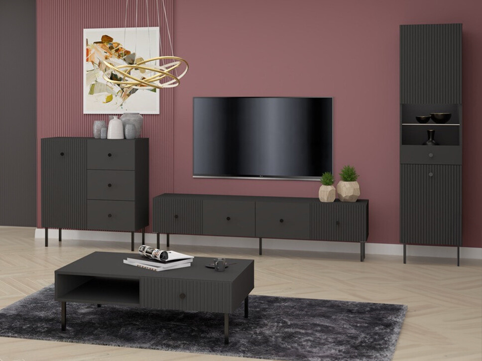Wohnzimmer-Set Etliva 109 (Anthrazit)