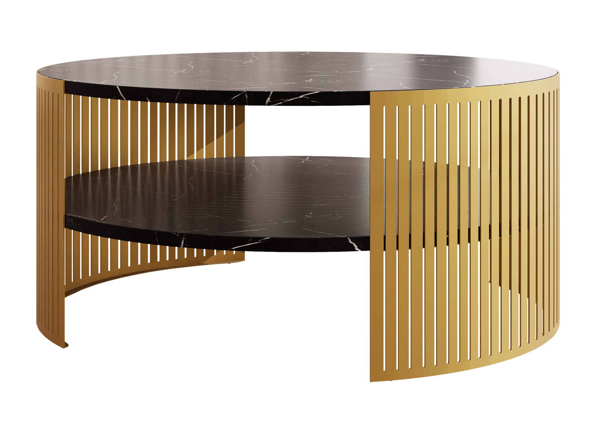 Couchtisch Civer I (Gold + Schwarzer Marmor)