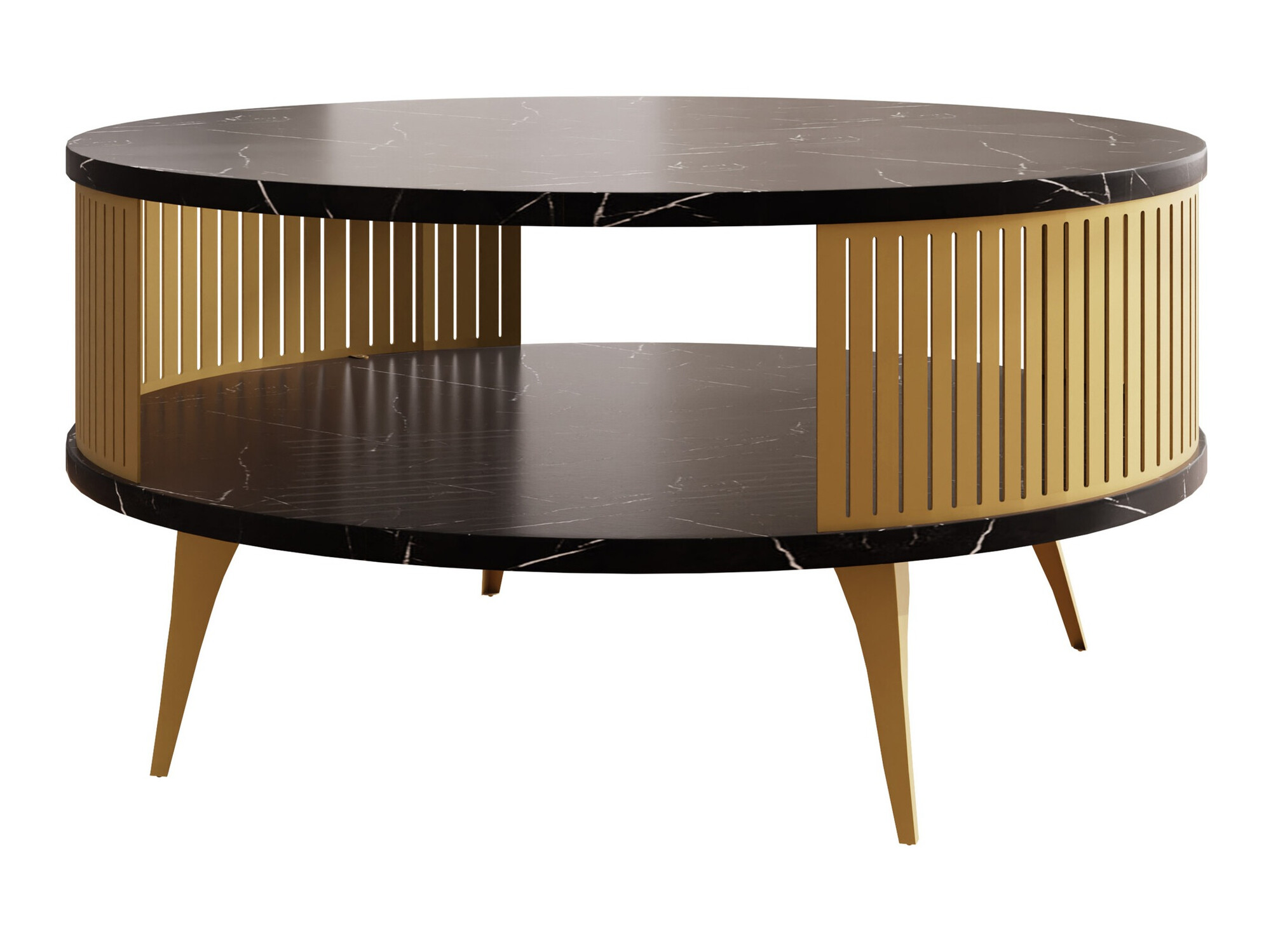 Couchtisch Vitum I (Gold + Schwarzer Marmor)