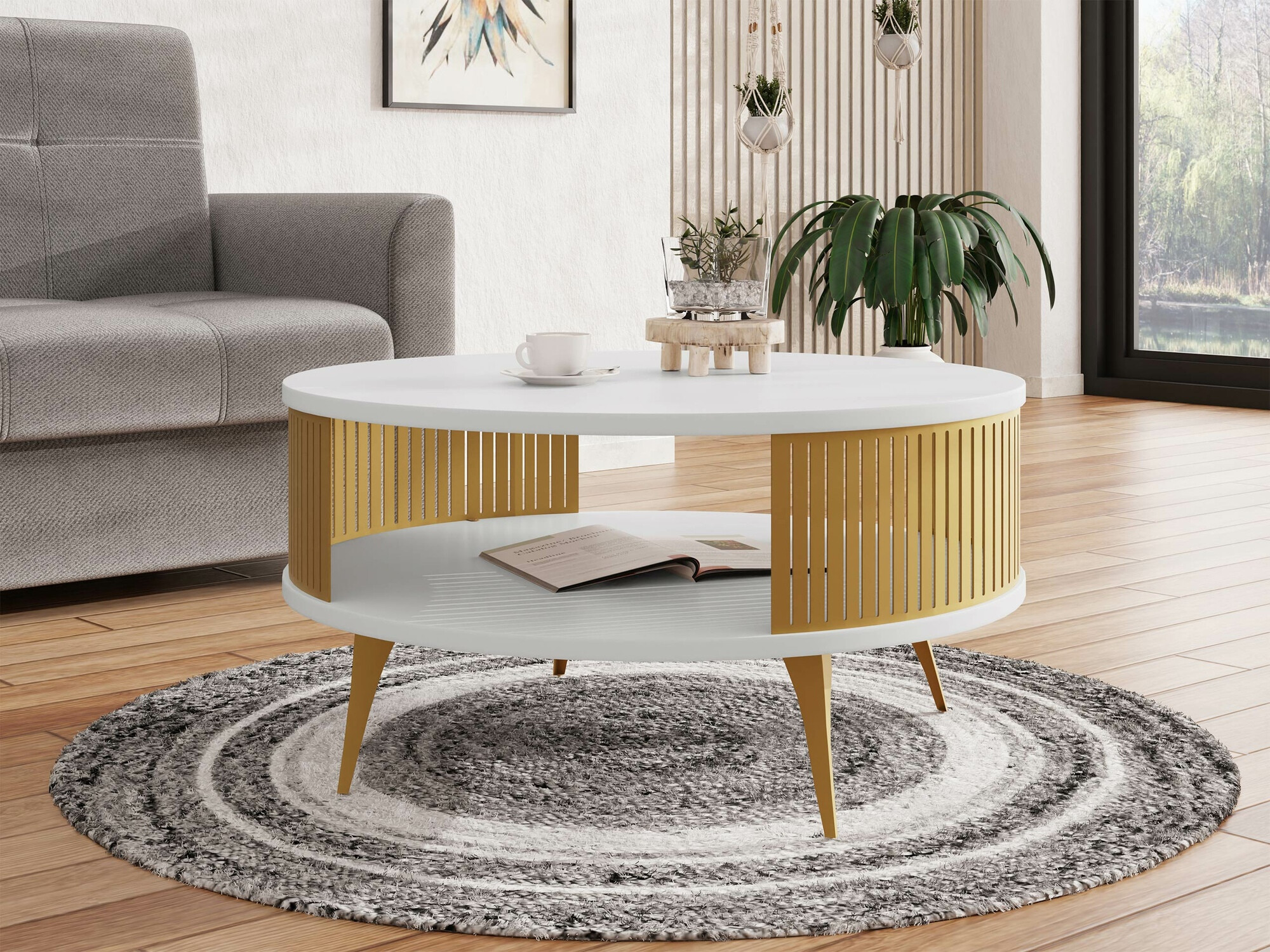 Couchtisch Vitum I (Gold + Weiss)