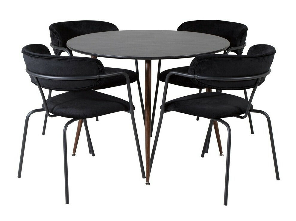 Essgruppe Dallas 285 (Schwarz + Nussholzoptik)