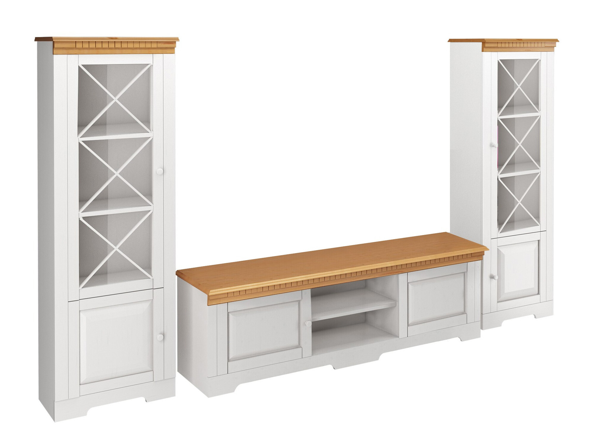 Wohnzimmer-Sets Cavfelo 112 (Weiss + Eichenholzoptik Honig)