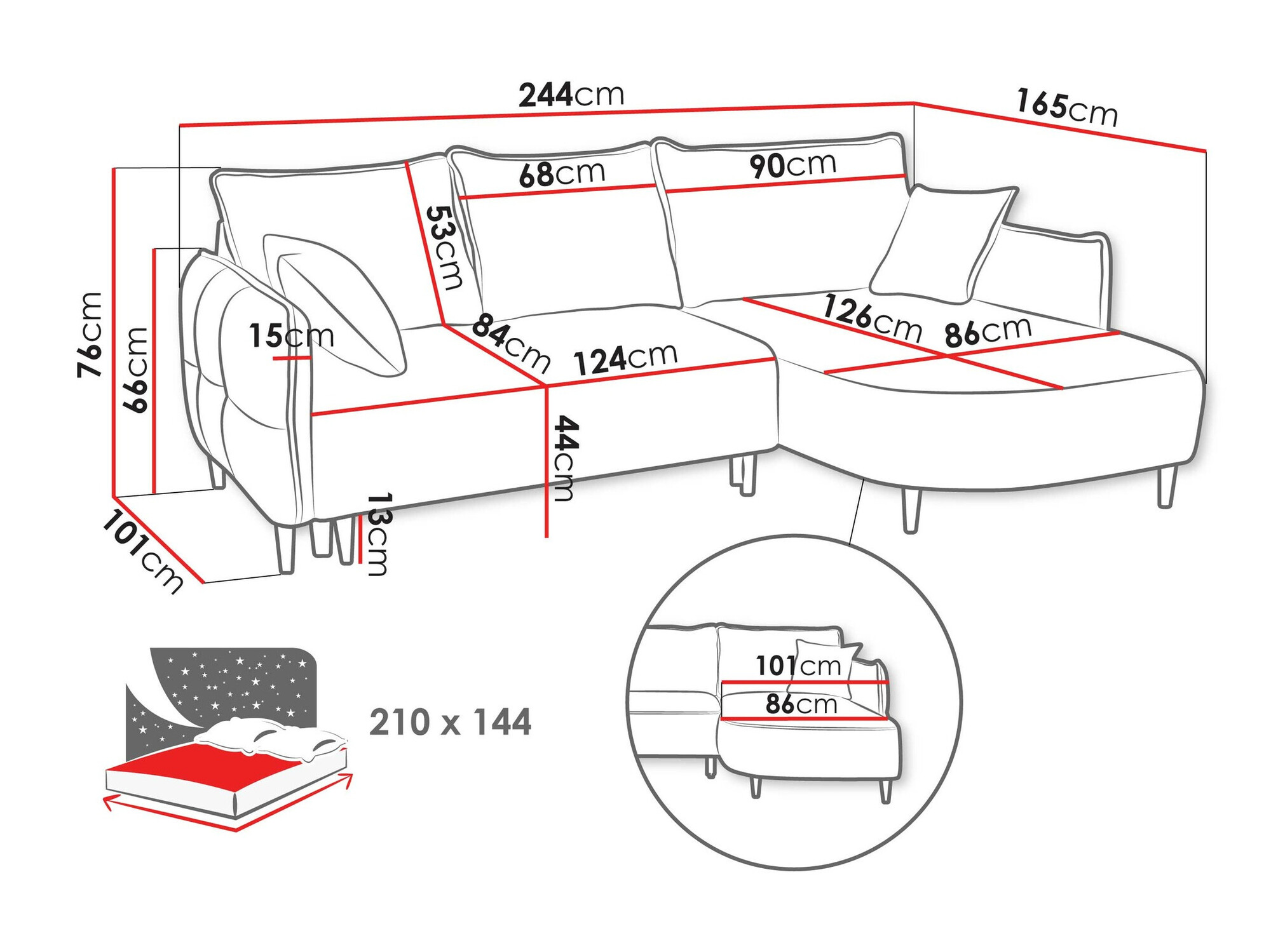 Ecksofa TrendyNest Ocelis (Onega 07)
