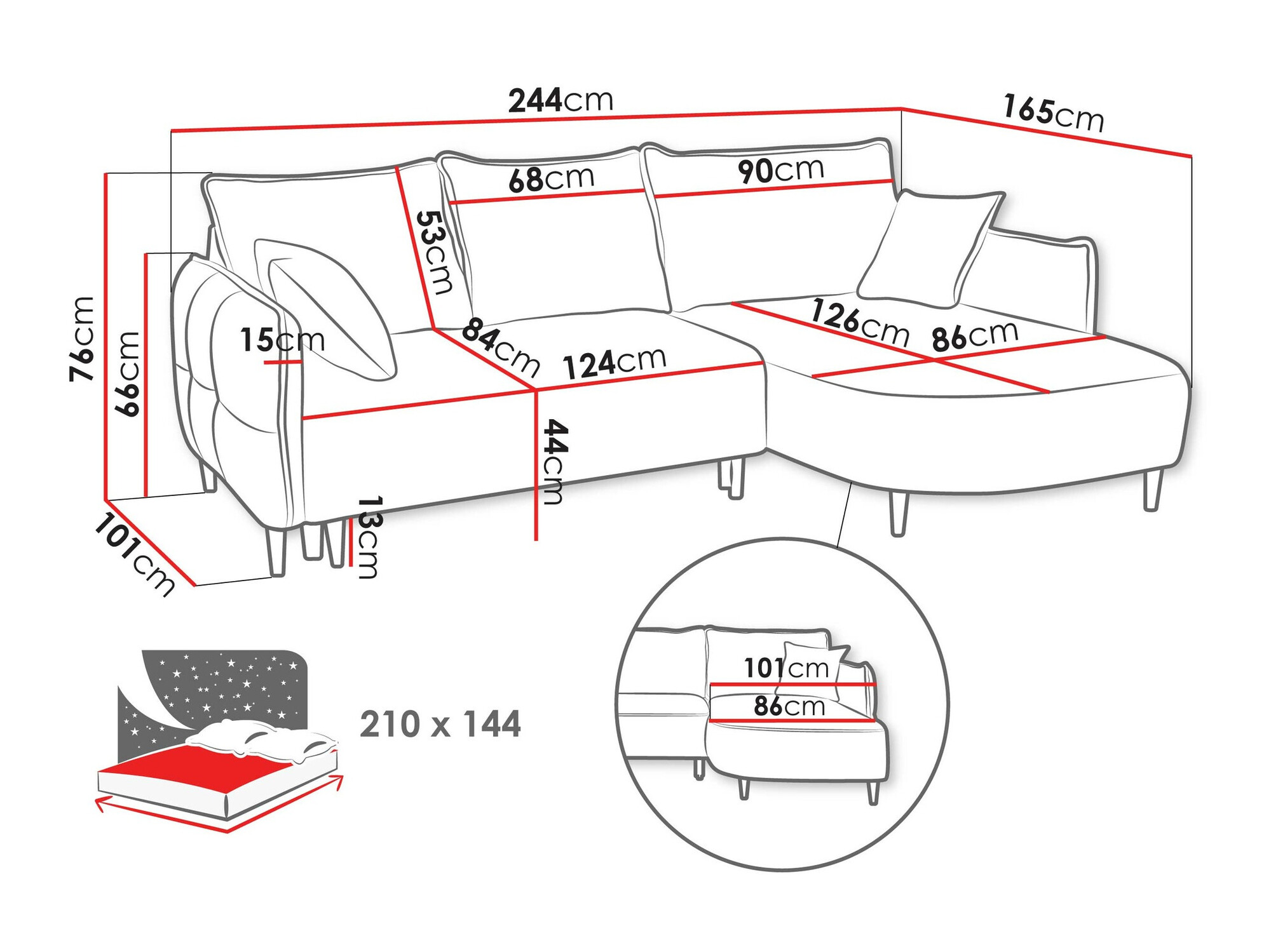 Ecksofa TrendyNest Ocelis (Onega 08)