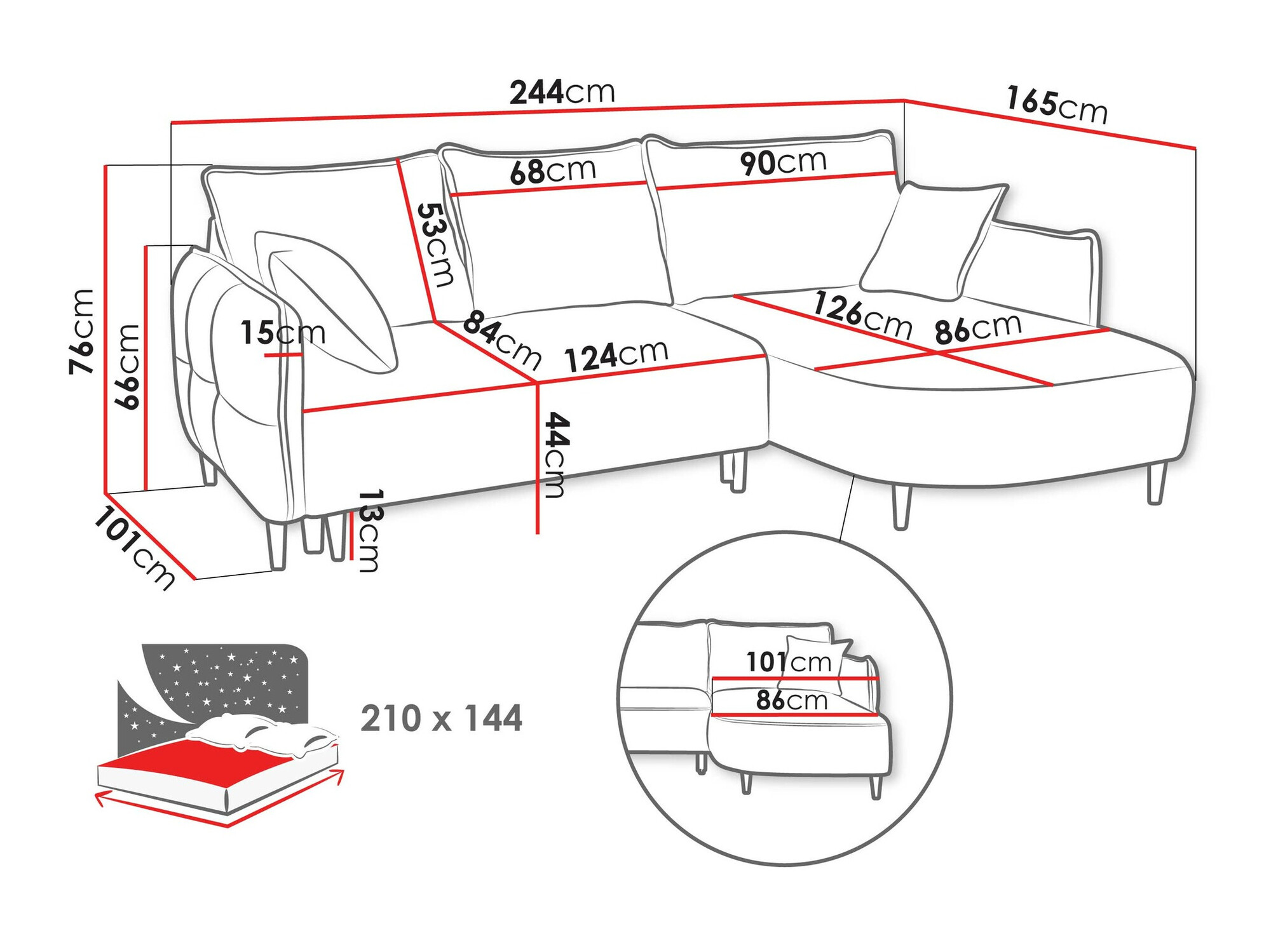 Ecksofa TrendyNest Ocelis (Onega 08)
