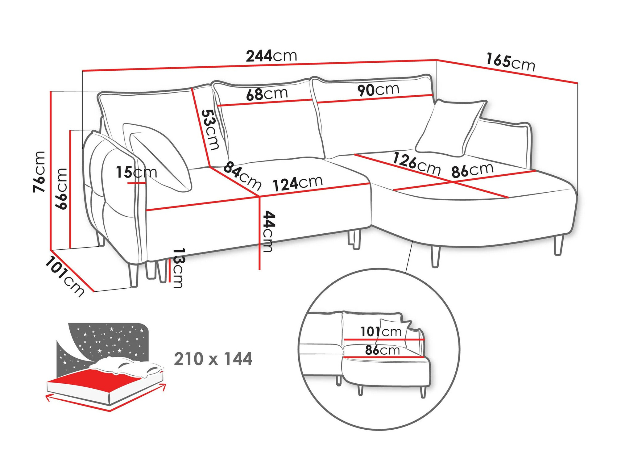 Ecksofa TrendyNest Ocelis (Onega 10)