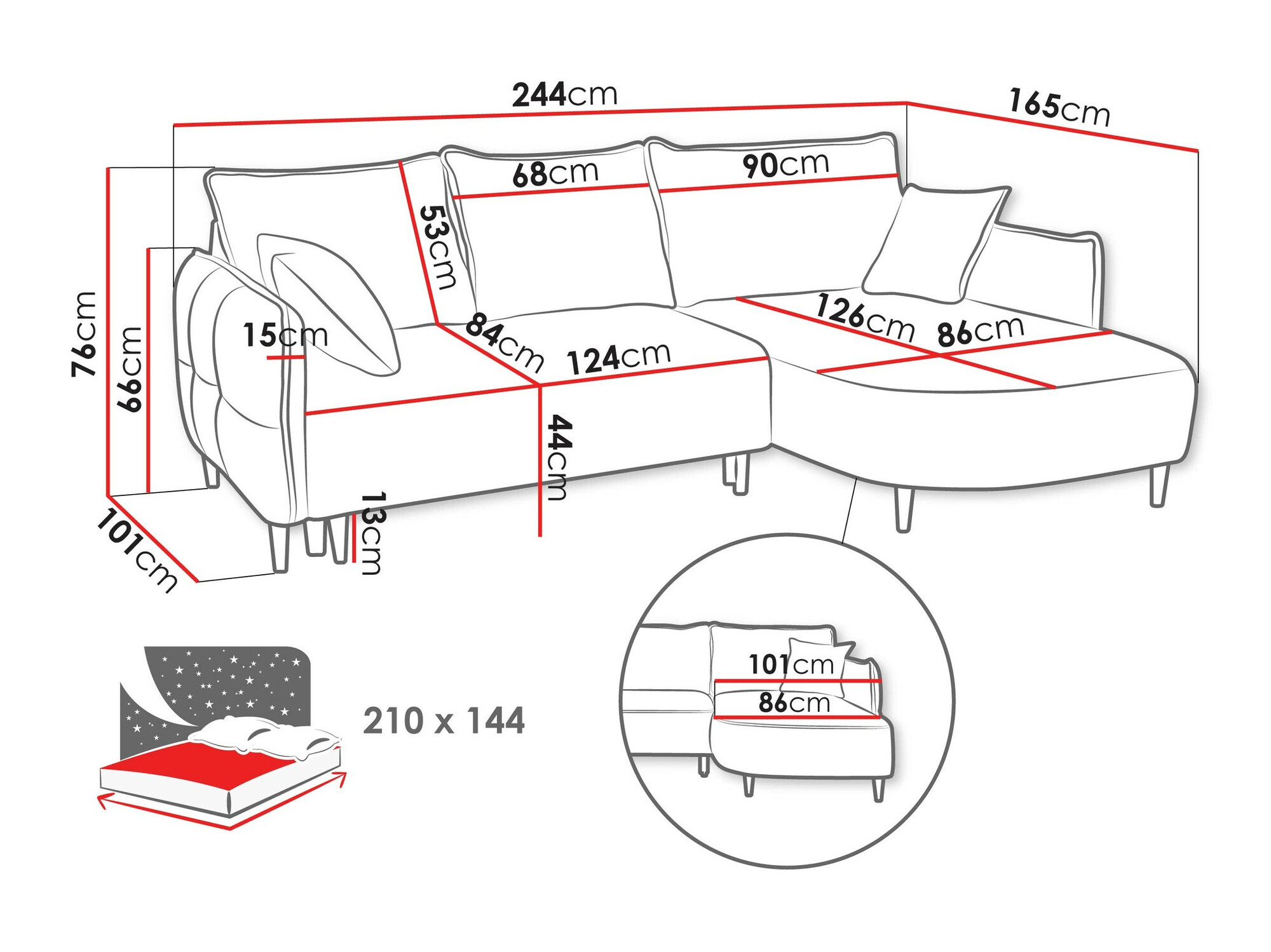Ecksofa TrendyNest Ocelis (Onega 10)
